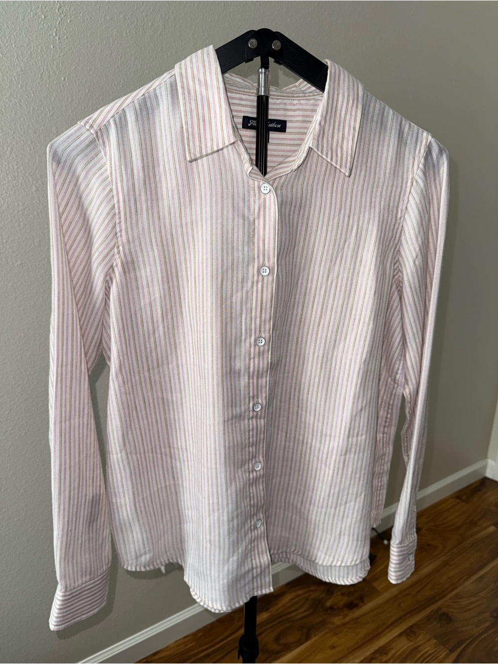 Women’s Flag & Anthem Striped Button-Down Shirt - Light Pink